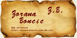 Zorana Bončić vizit kartica